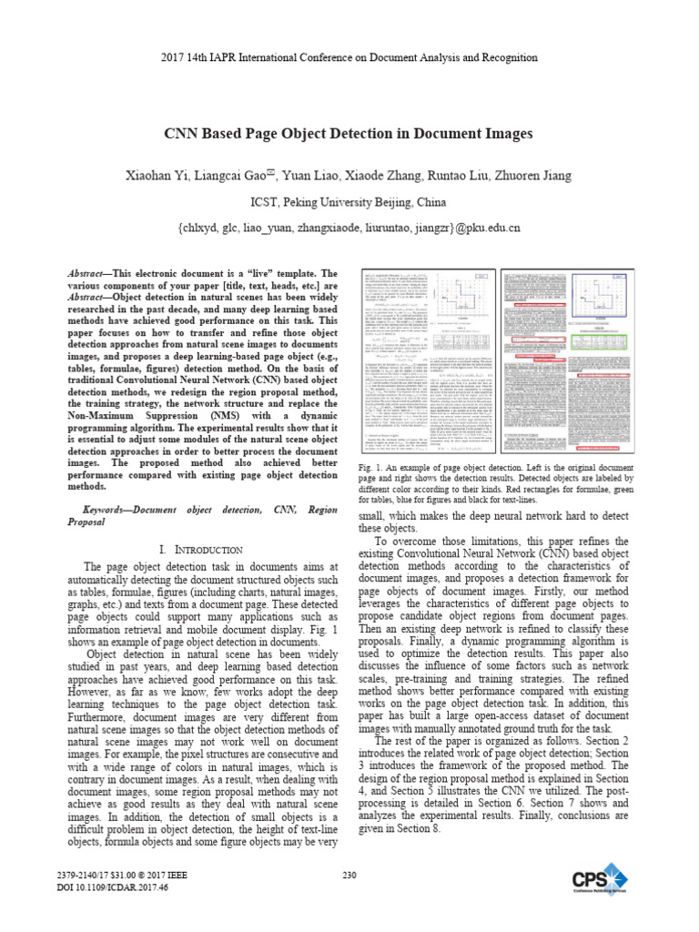 CNN Based Page Object Detection in Document Images | PDF