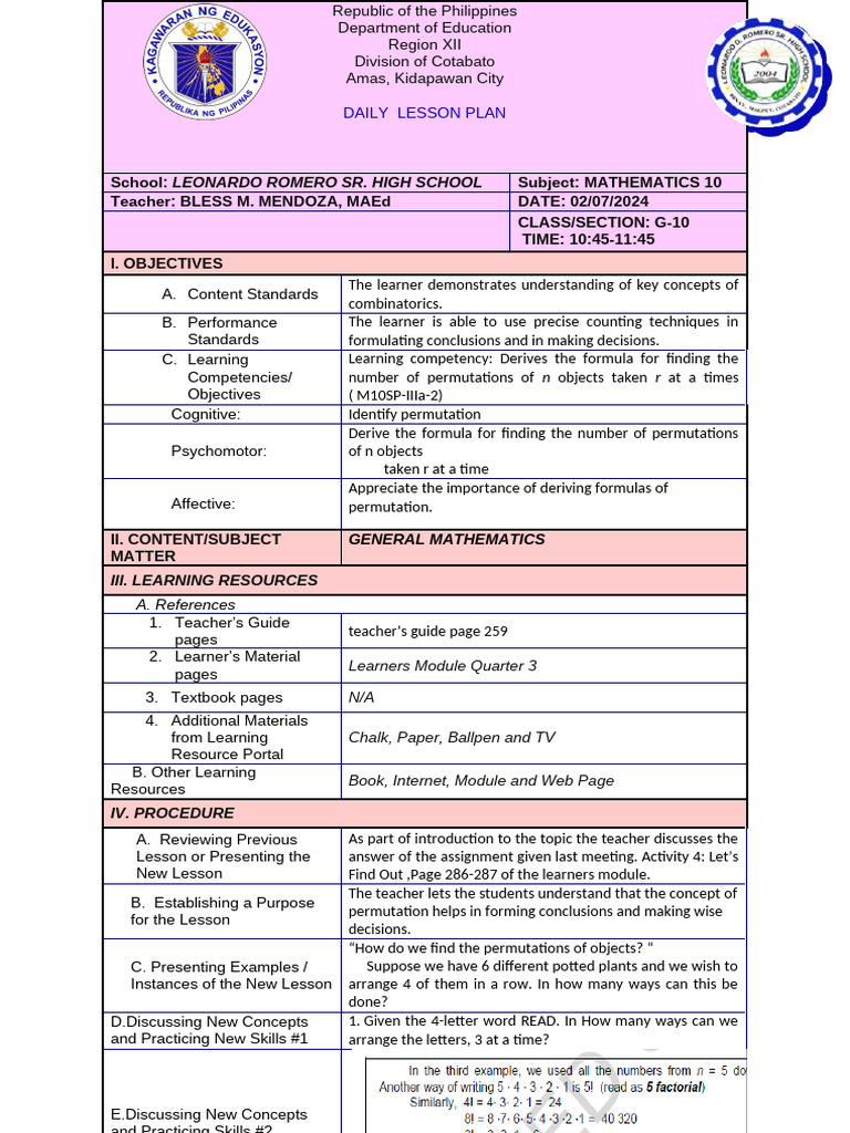 Math 10 DLP - 3 | PDF