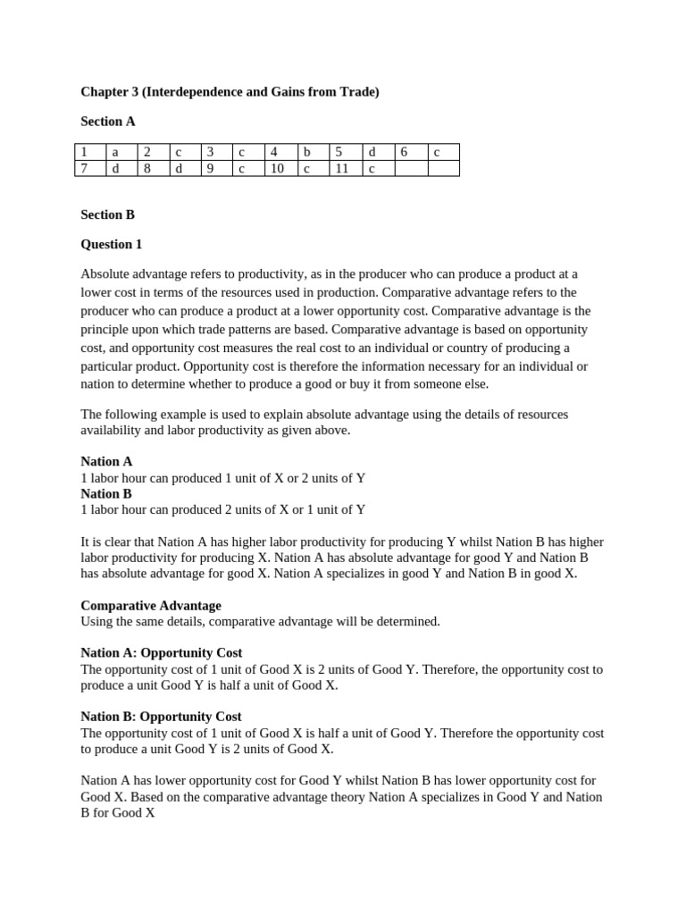 Chapetr 3 (Interdepence and Gains From Trade | PDF | Comparative ...