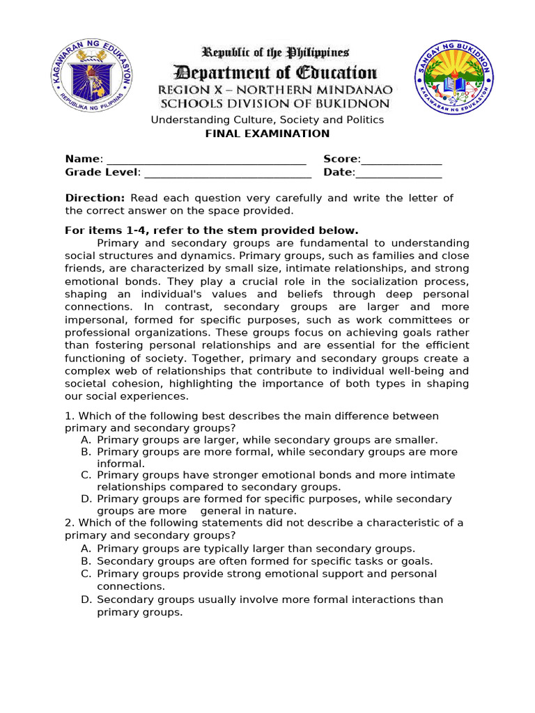 Final Examination Pdf