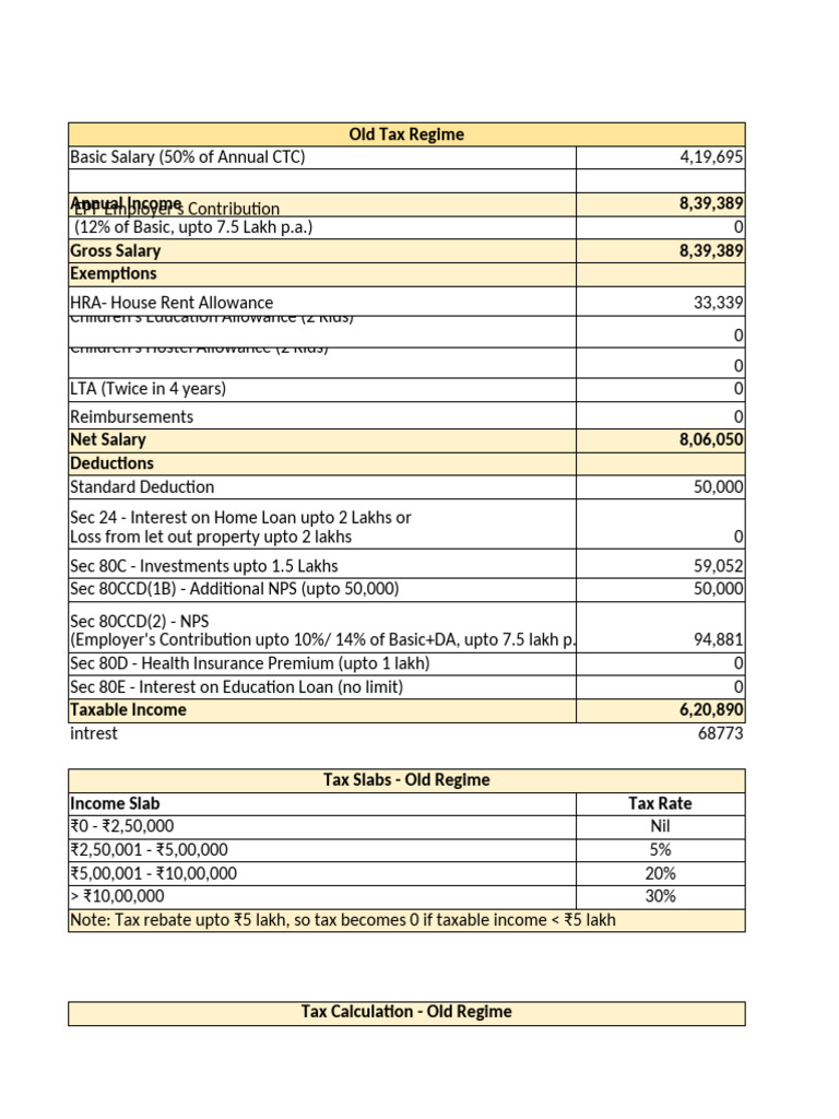 Income Tax Calculator - New & Old Regime | PDF