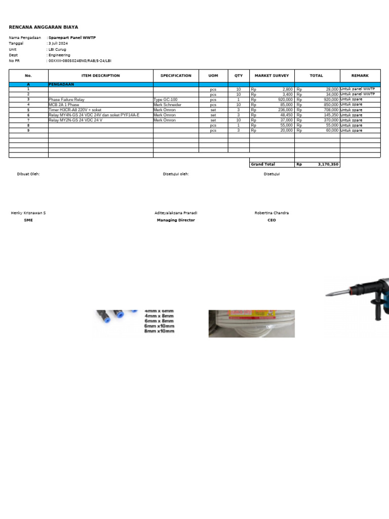 RAB Matrial Sparepart Panel WWTP | PDF