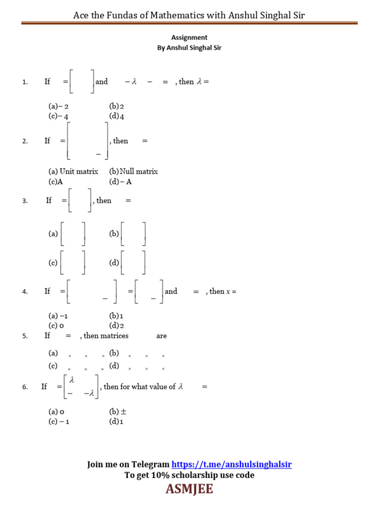 Matrices Assignment 2 1703229877577 | PDF