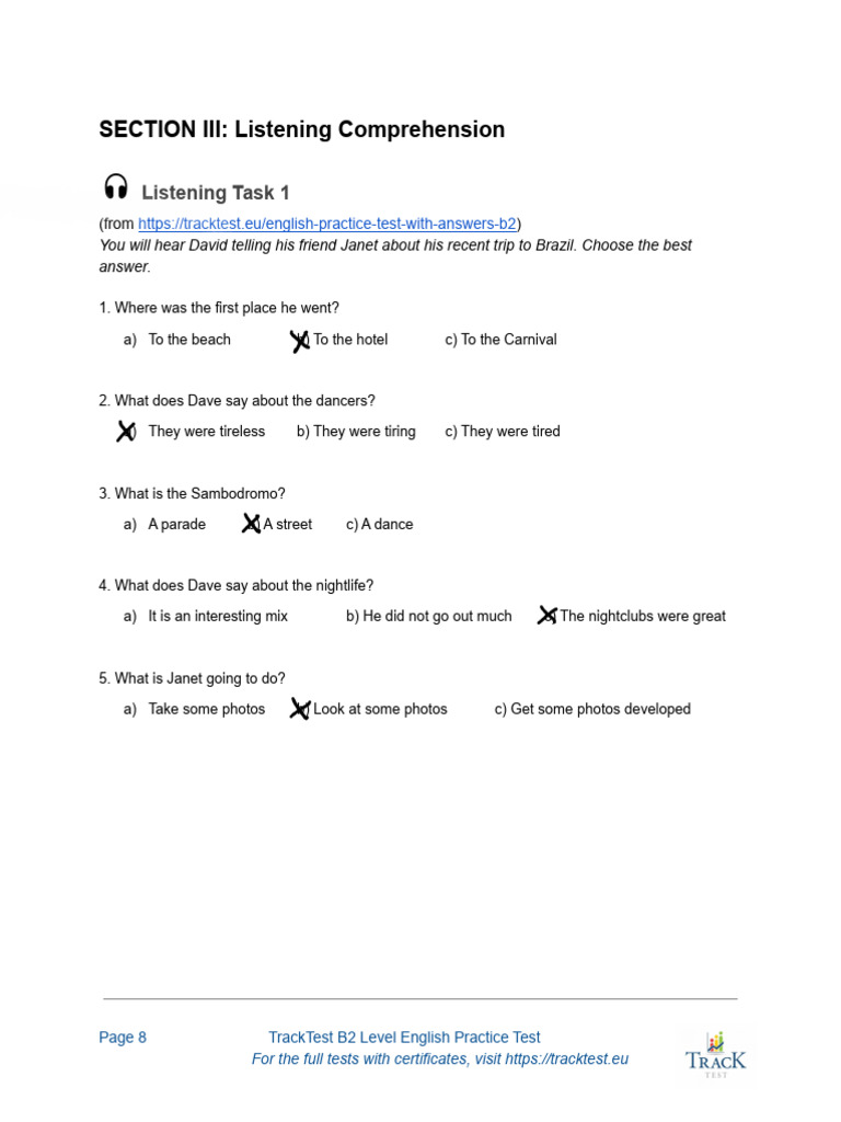 B2 English Test With Answers 7 | PDF