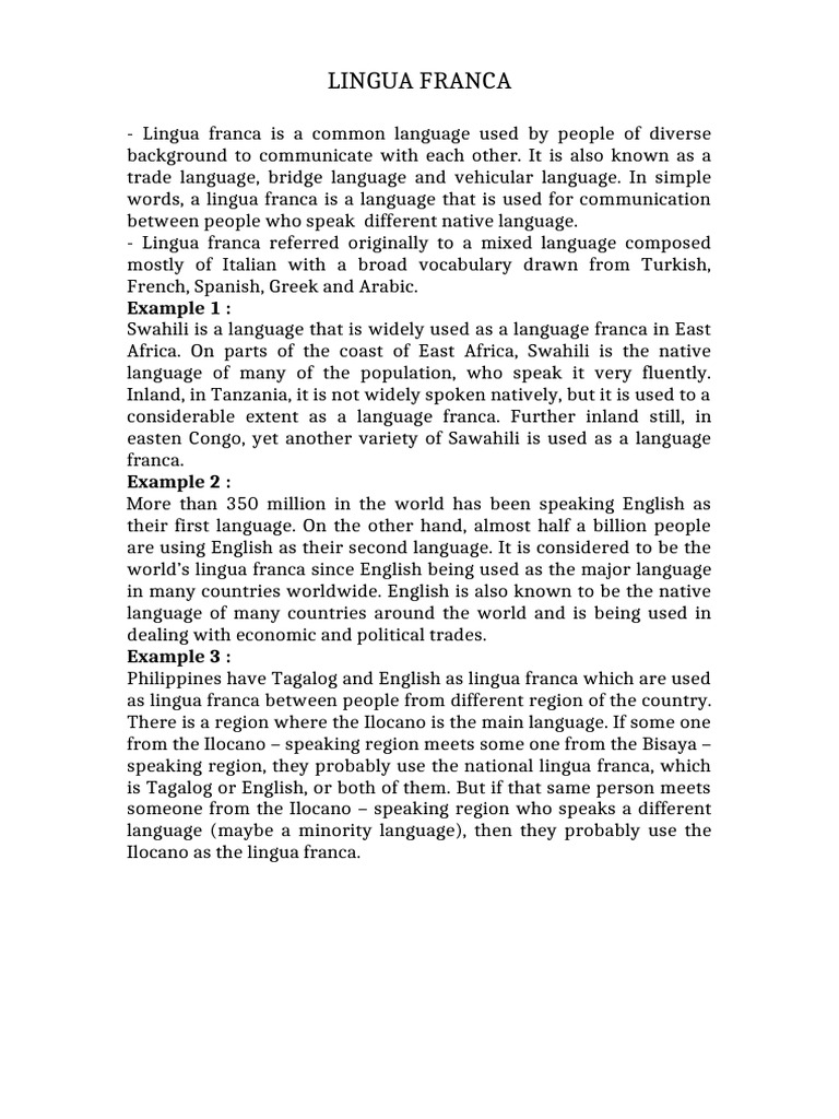 Lingua Franca | PDF