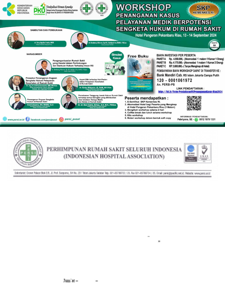 Flyer & Edaran Workshop Penanganan Sengketa Medik 13 - 14 September ...