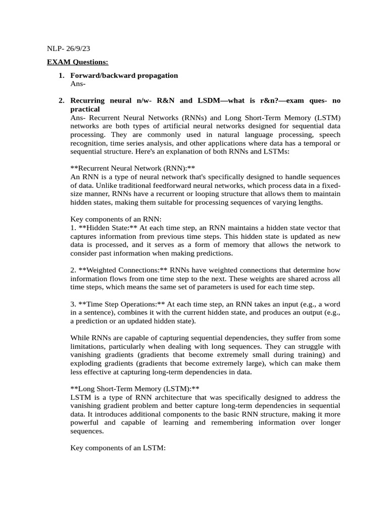 NLP Post Mid Sem Notes | PDF