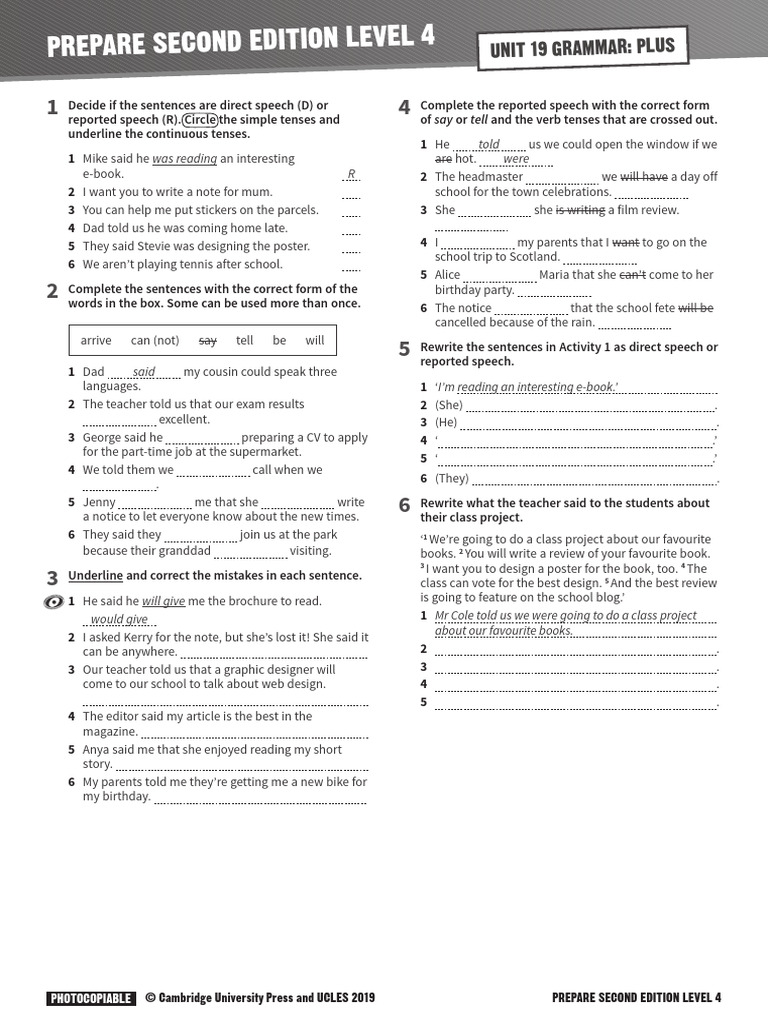 PREPARE 4 Grammar Plus Unit 19 | PDF