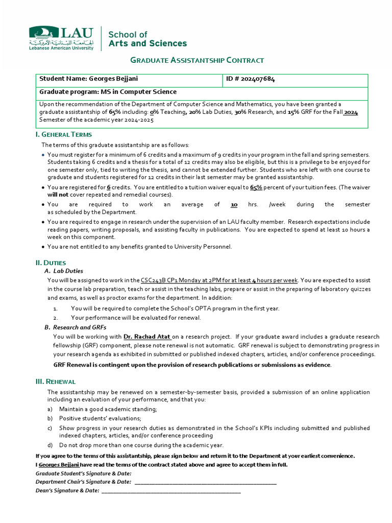 Graduate Assistantship Contract-Lab duties-Research-GRF - Georges ...