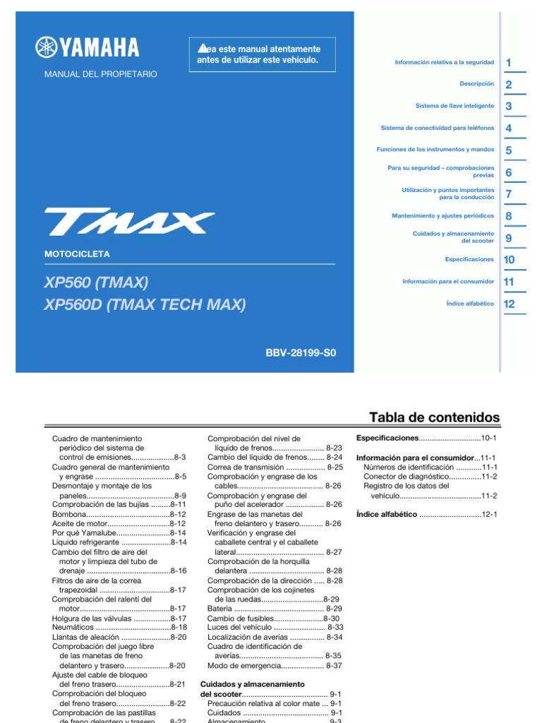Manual del Propietario TMAX 560 | PDF | Radio | Neumático