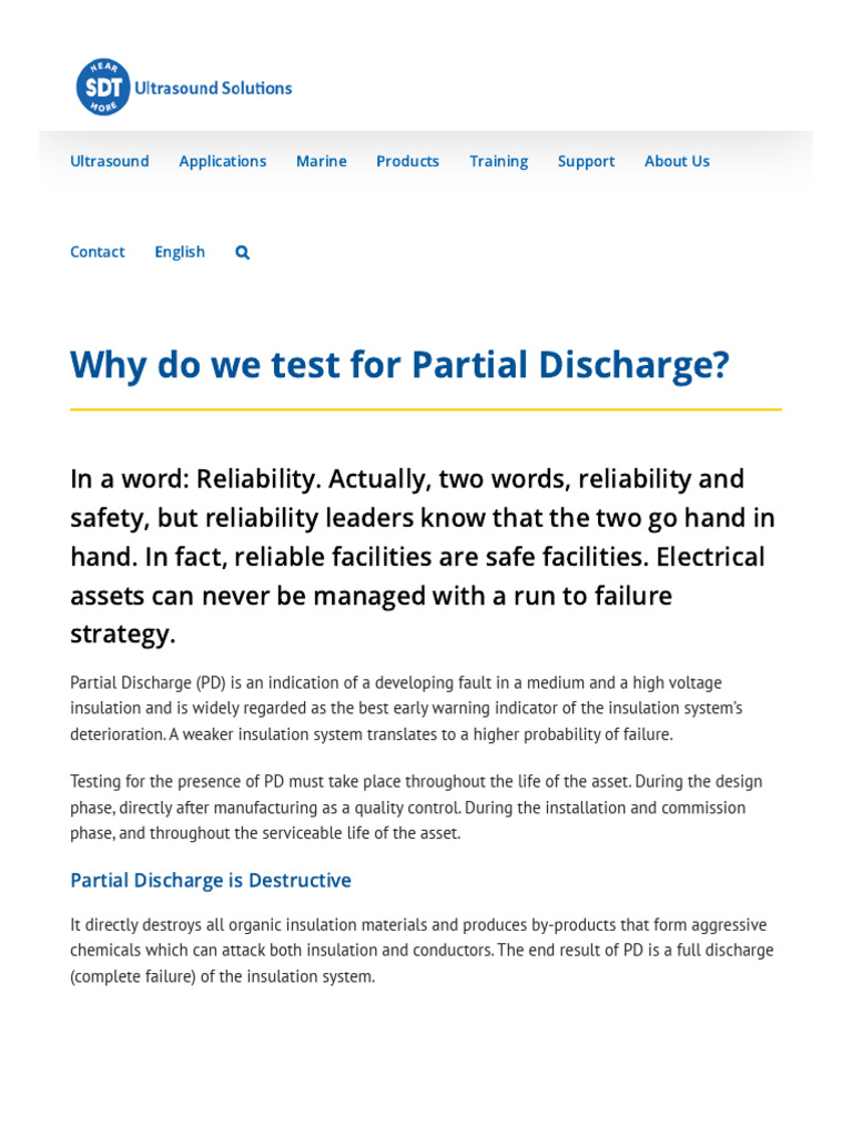 Why Do We Test For Partial Discharge - SDT Ultrasound Solutions | PDF