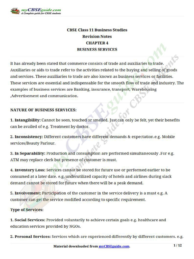 11 business studies notes ch04 business services pdf