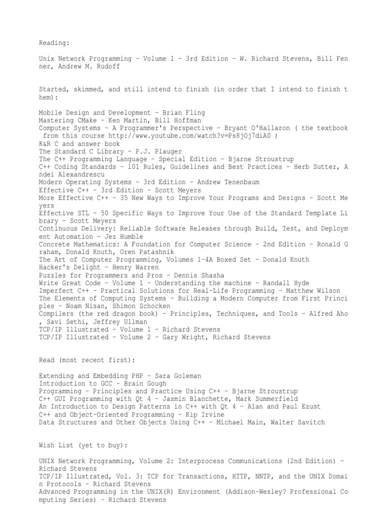 CPP Book List | C++ | Programmer