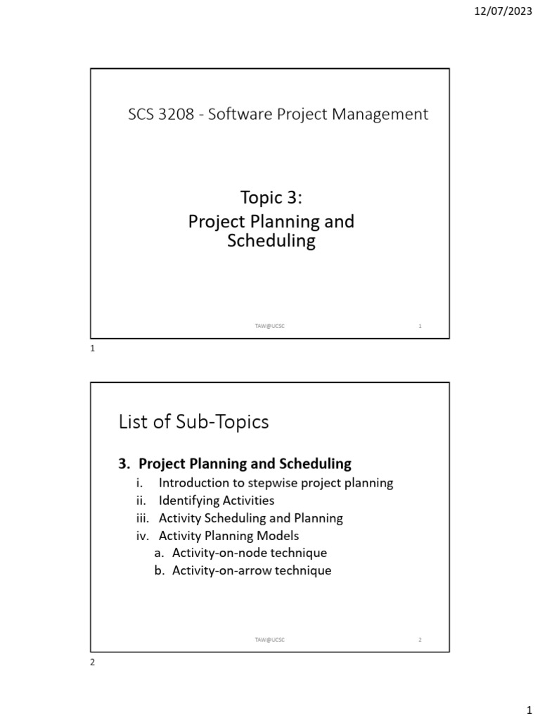 Topic 3-Project Planning and Scheduling | PDF | Project Management | Art