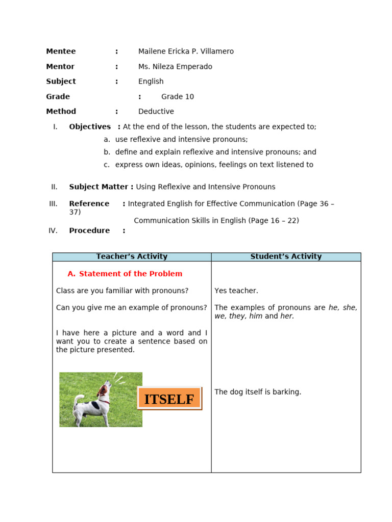 Using Reflexive & Intensive Pronouns | PDF