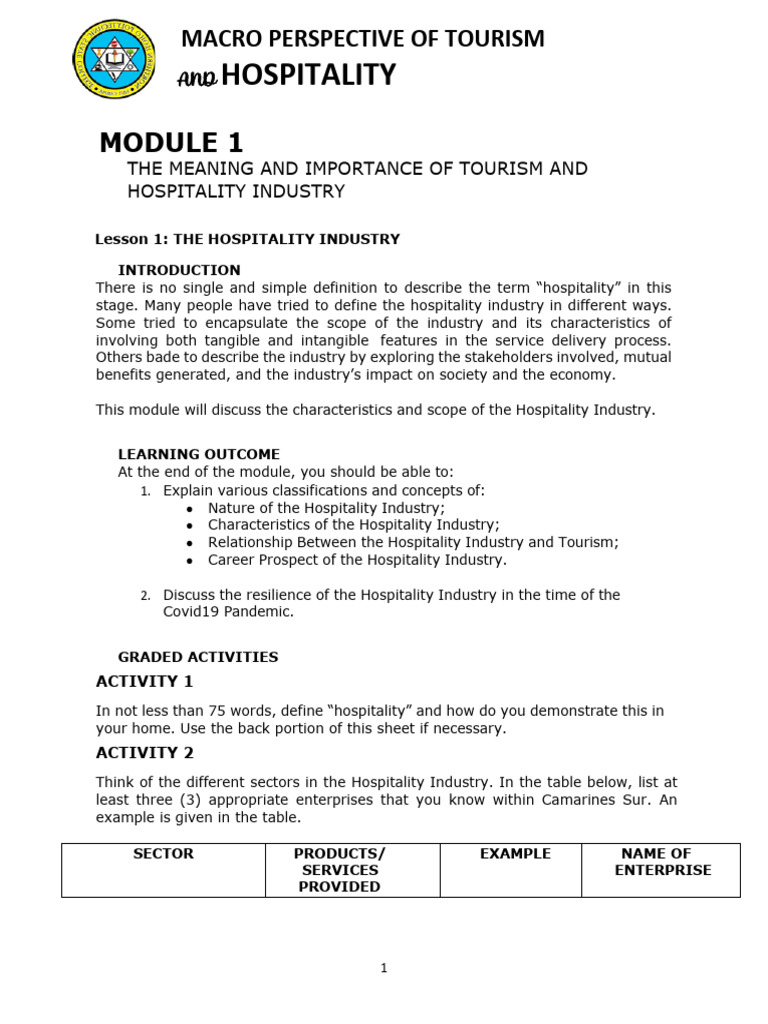 Macro Perspective of Tourism Module Complete | PDF