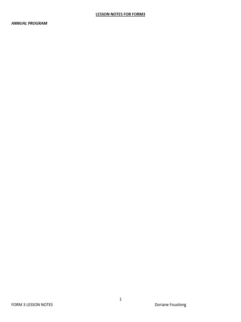 lesson notes Form 3 | PDF