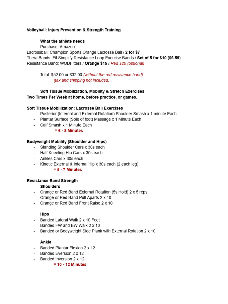 Volleyball Injury Prevention Program | PDF