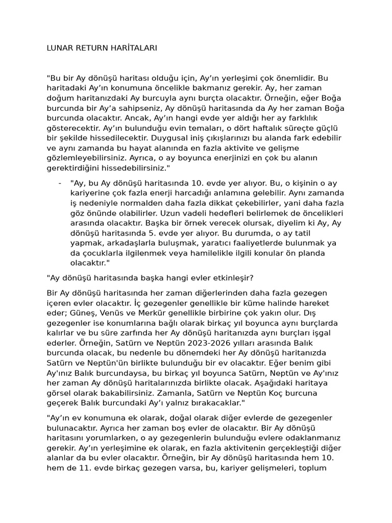 Lunar Return Hari̇talari PDF