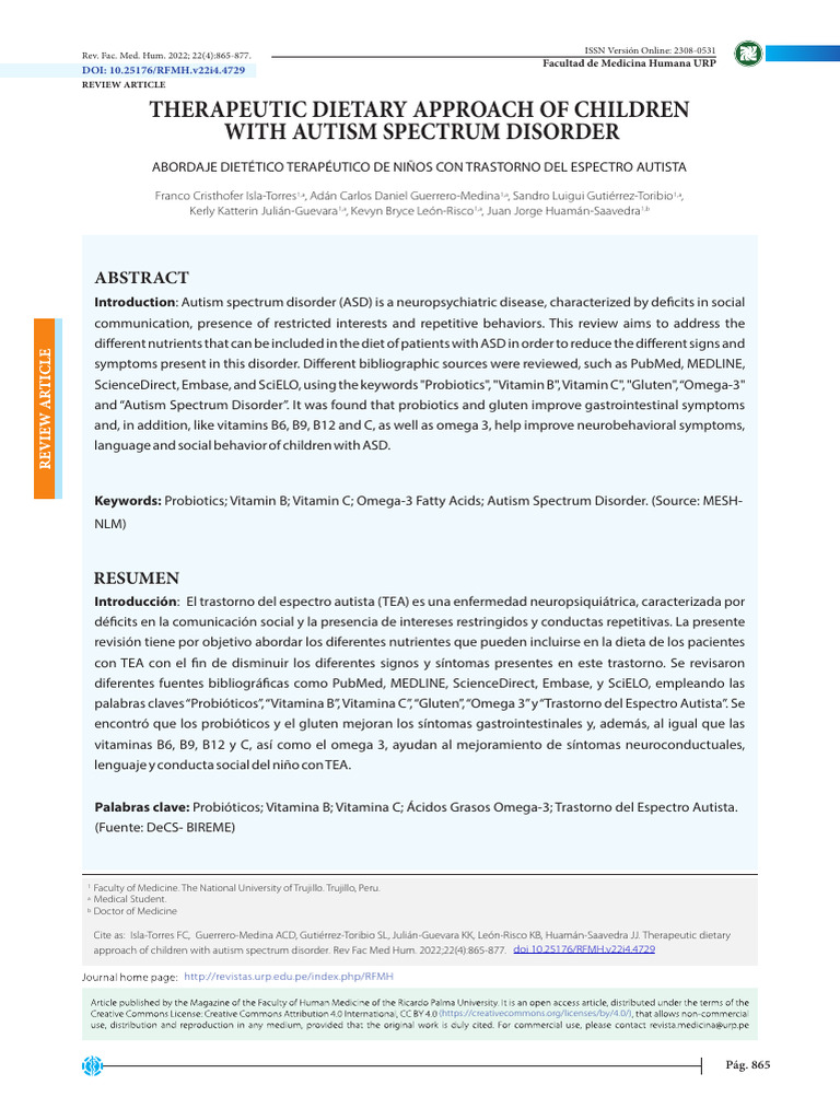 Dietary Approach Asd | PDF