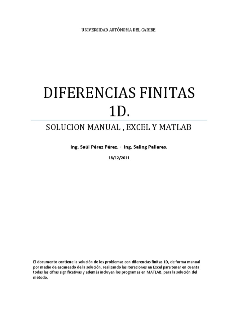 Diferencias finitas Diferencia finita Iteración