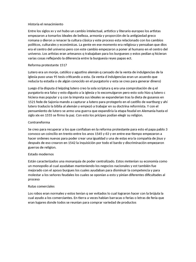 Historia El Renacimiento | PDF | Martin Luther | Historia