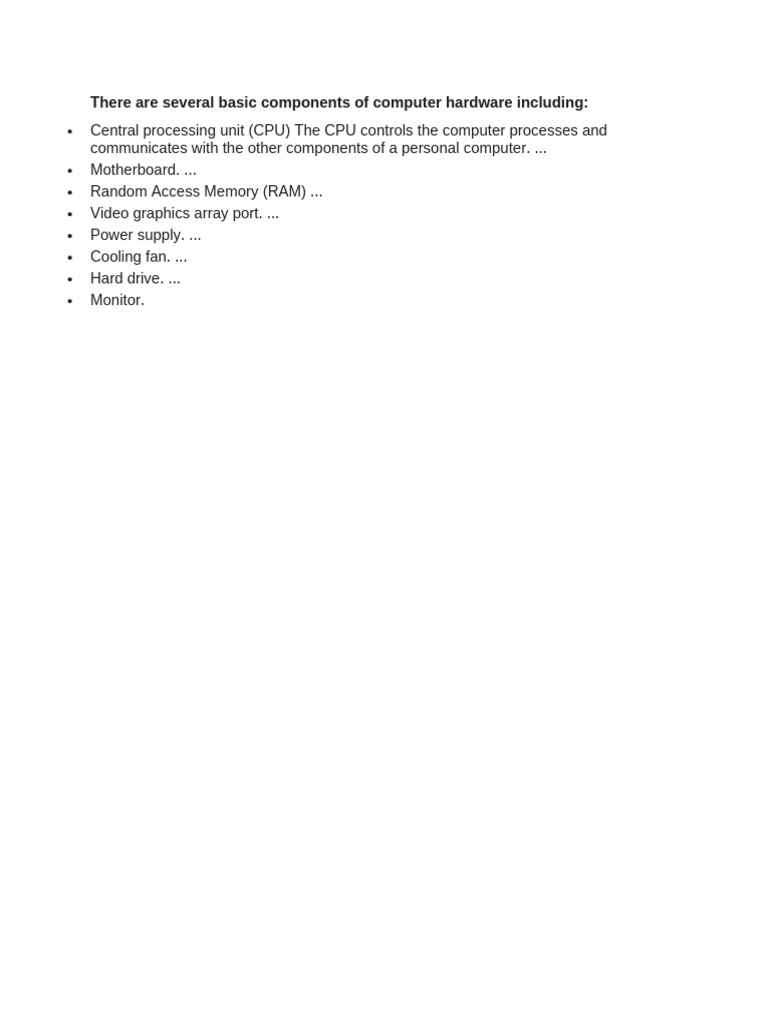 There are several basic components of computer hardware including pdf