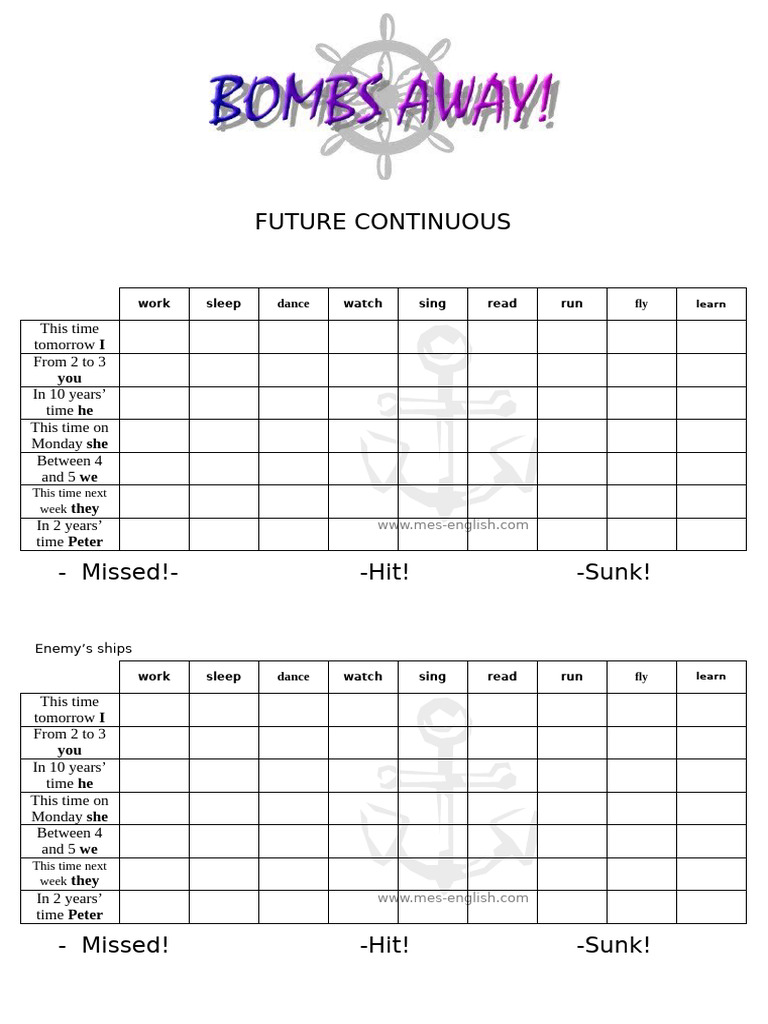 Future Continuous Tense Exercises | PDF