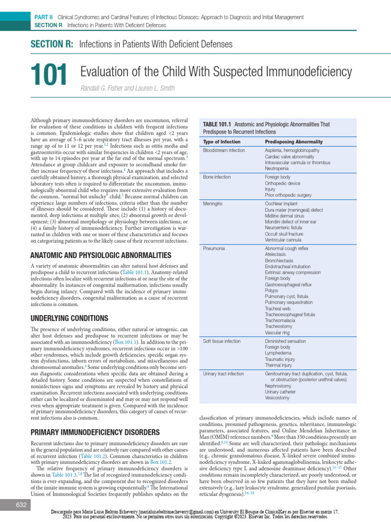 Evaluation of The Child With Suspected Immunodeficiency | PDF