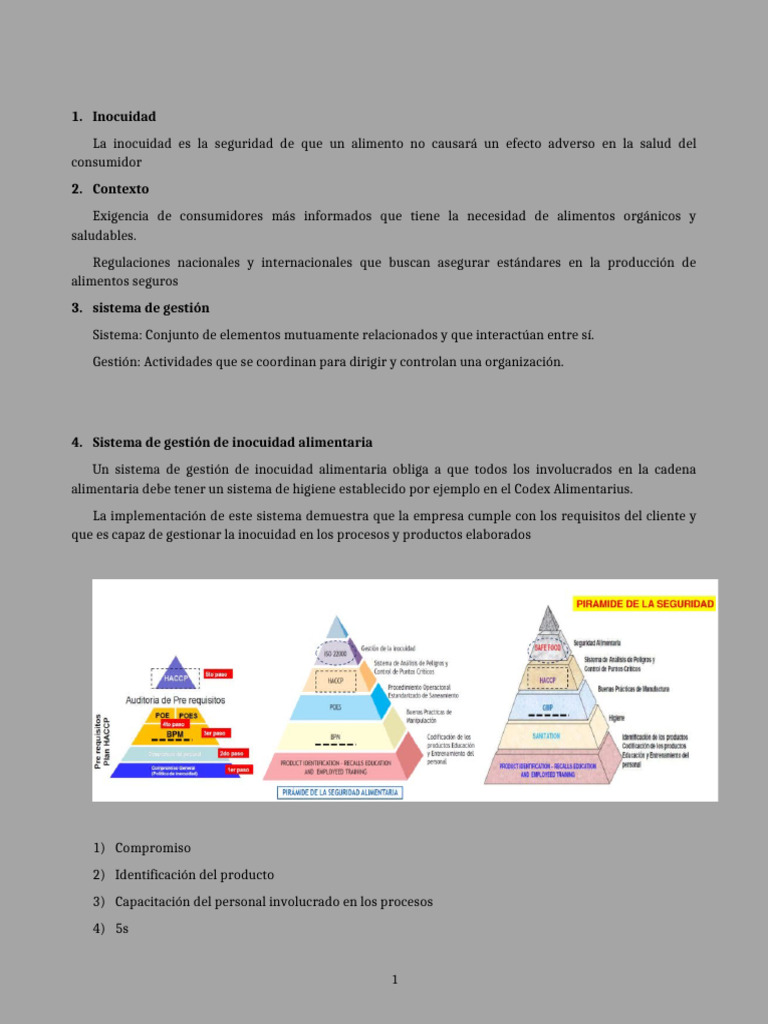 Apuntes de Curso - Sistema de Gestión de Inocuidad Alimentaria | PDF