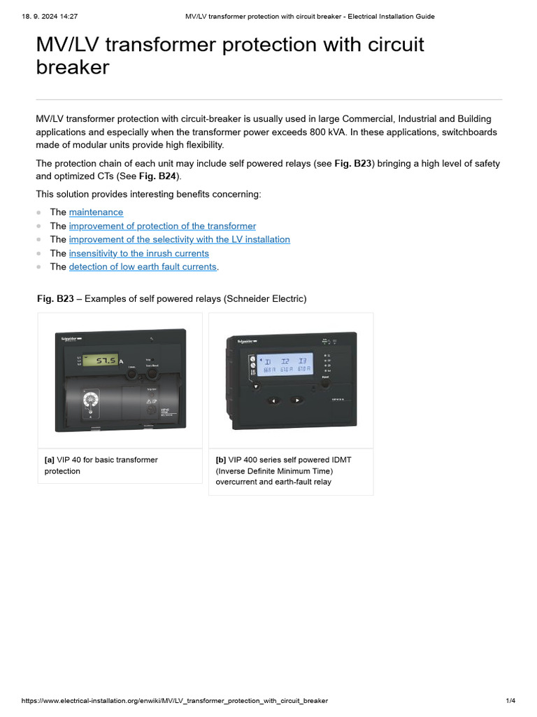MV - LV Transformer Protection With Circuit Breaker - Electrical ...