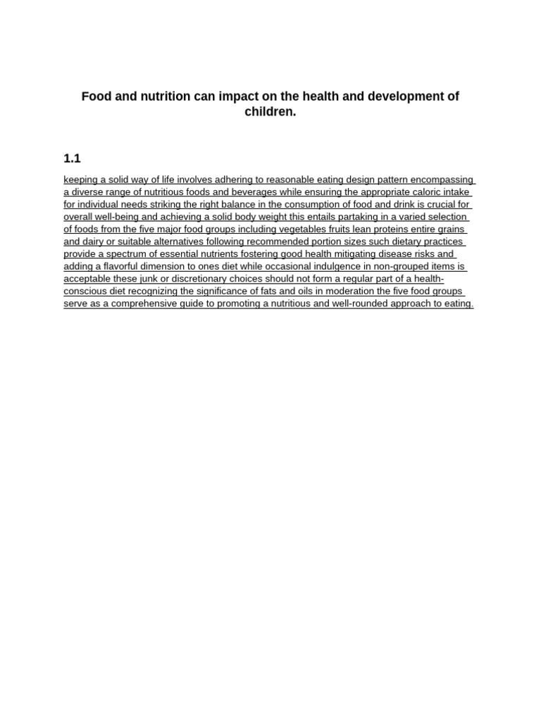 Food and Nutrition Can Impact On The Health and Development of Children ...