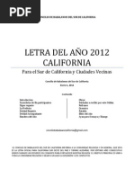 LETRA DEL AÑO 2012 PARA CALIFORNIA SUR OESTE DEL PAIS Y TIERRAS ALEDANIAS.