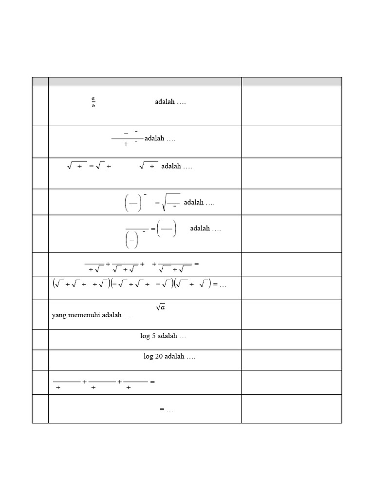 Latihan Soal Eksponen Dan Logaritma Pdf