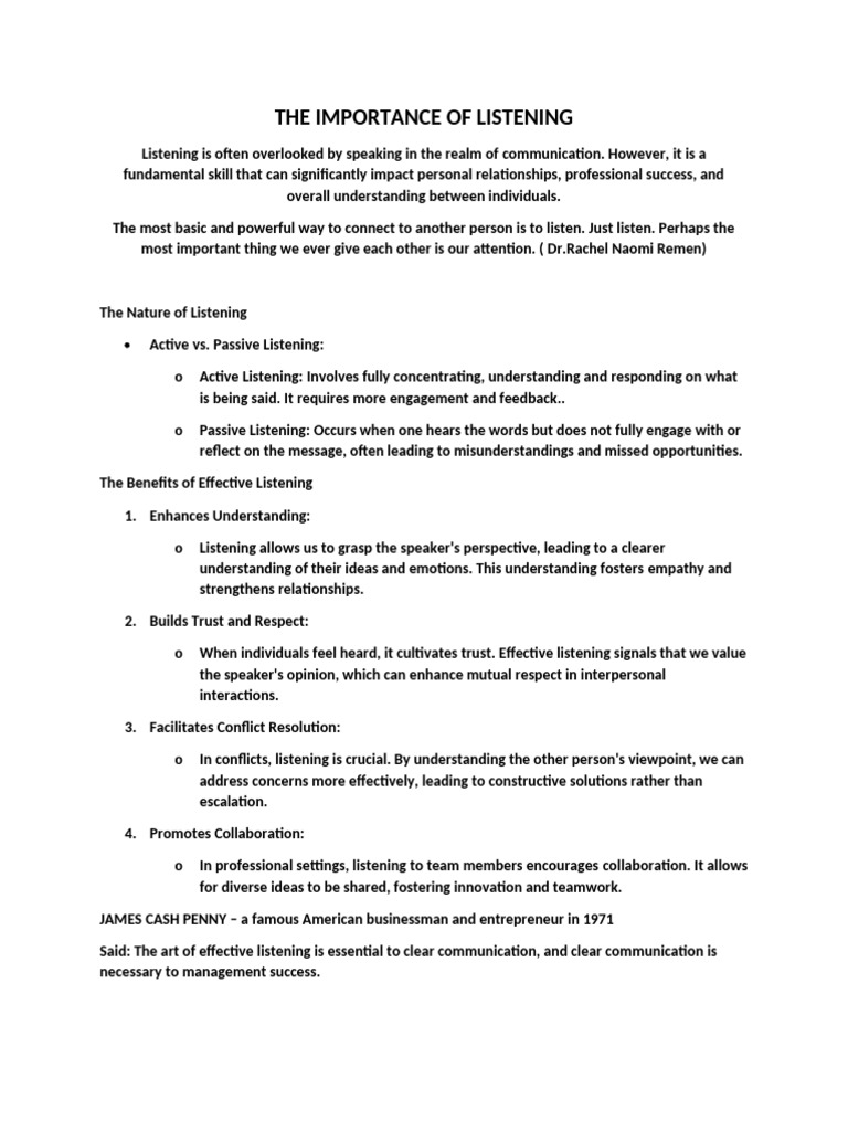 The Importance of Listening | PDF