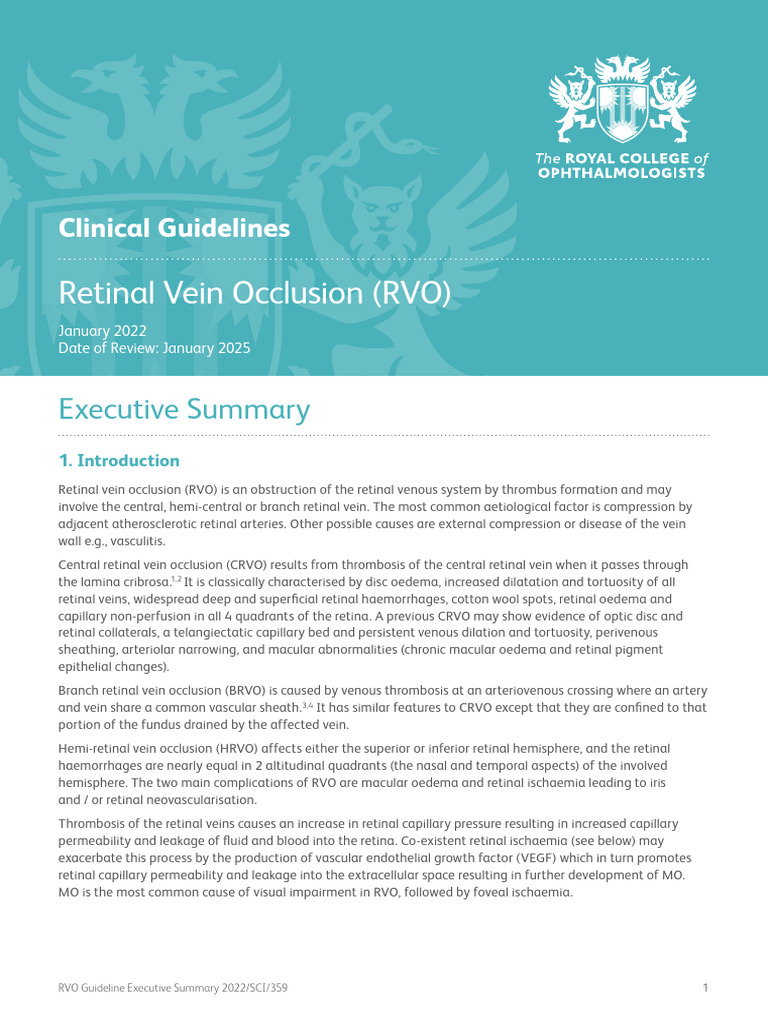 Retinal Vein Occlusion Guidelines
