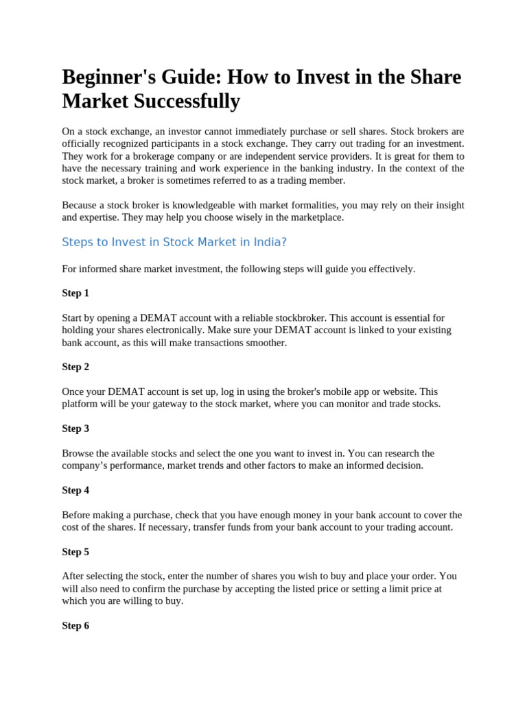 Investment in Share Market | PDF