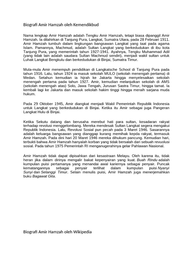 Biografi amir hamzah oleh kemendikbud pdf