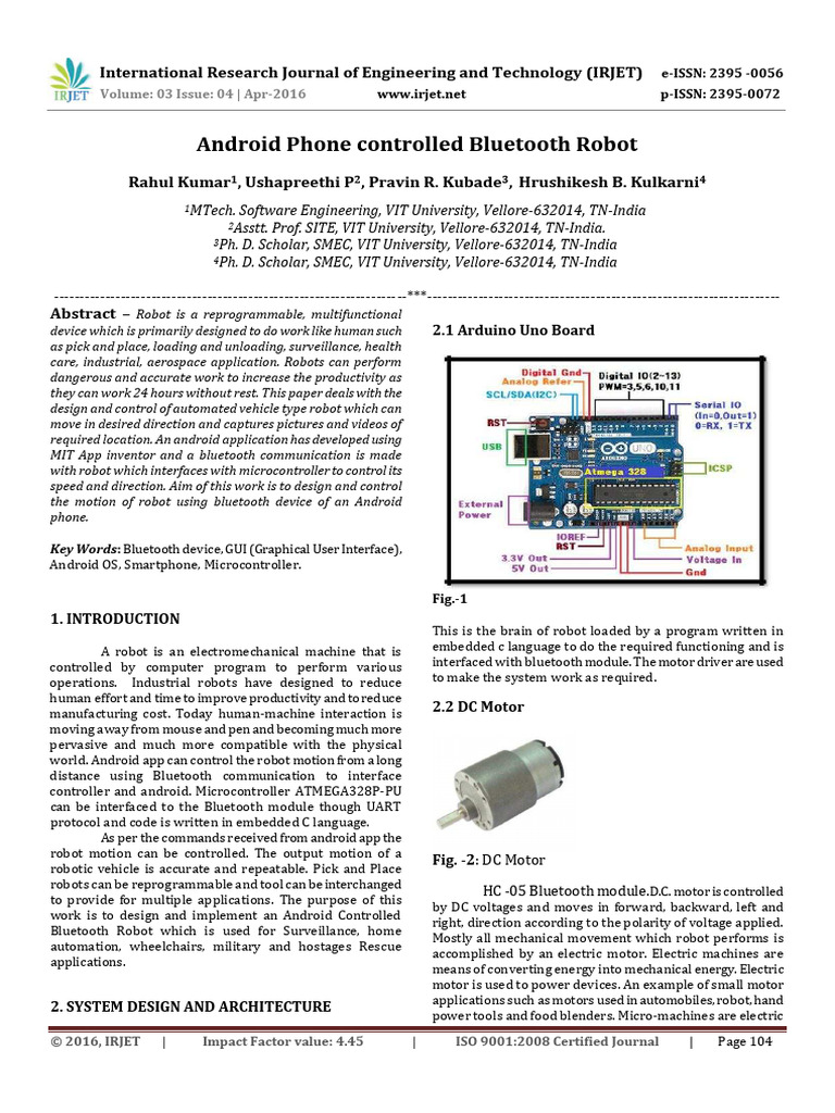 Android Phone Controlled Bluetooth Robot | PDF
