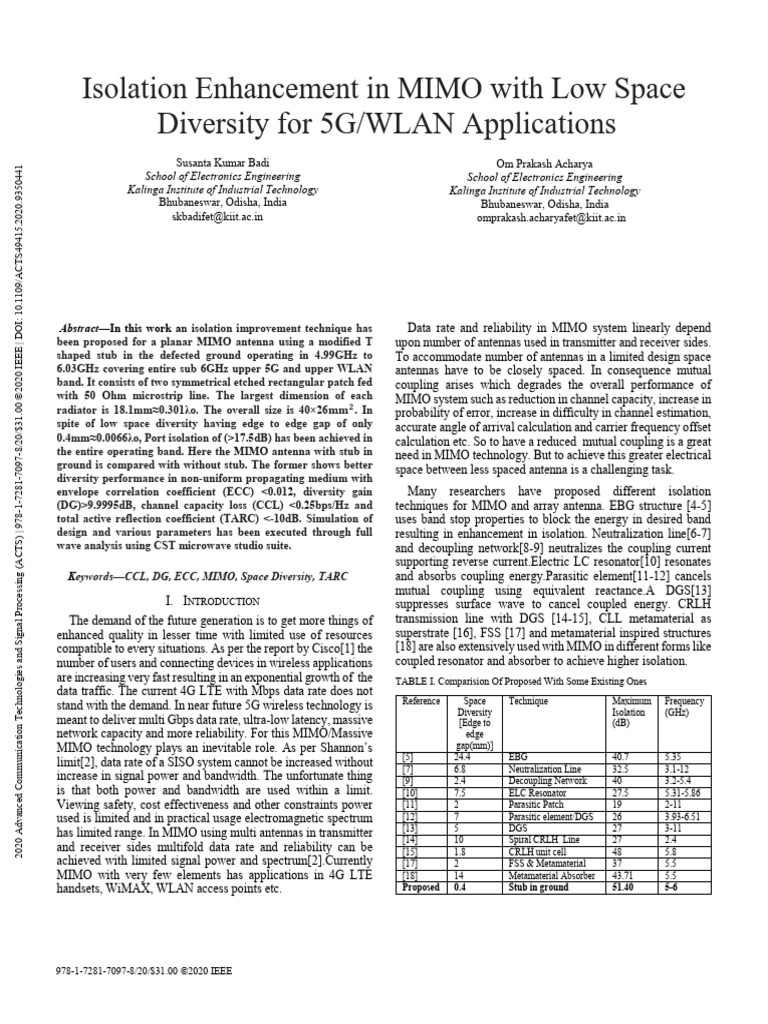 Isolation Enhancement in MIMO With Low Space Diversity For 5G WLAN ...