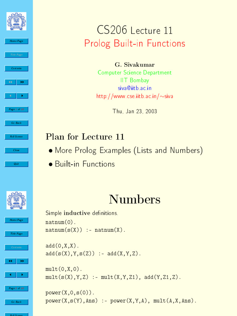 Prolog Built-in Functions Guide | PDF | Applied Mathematics | Teaching ...