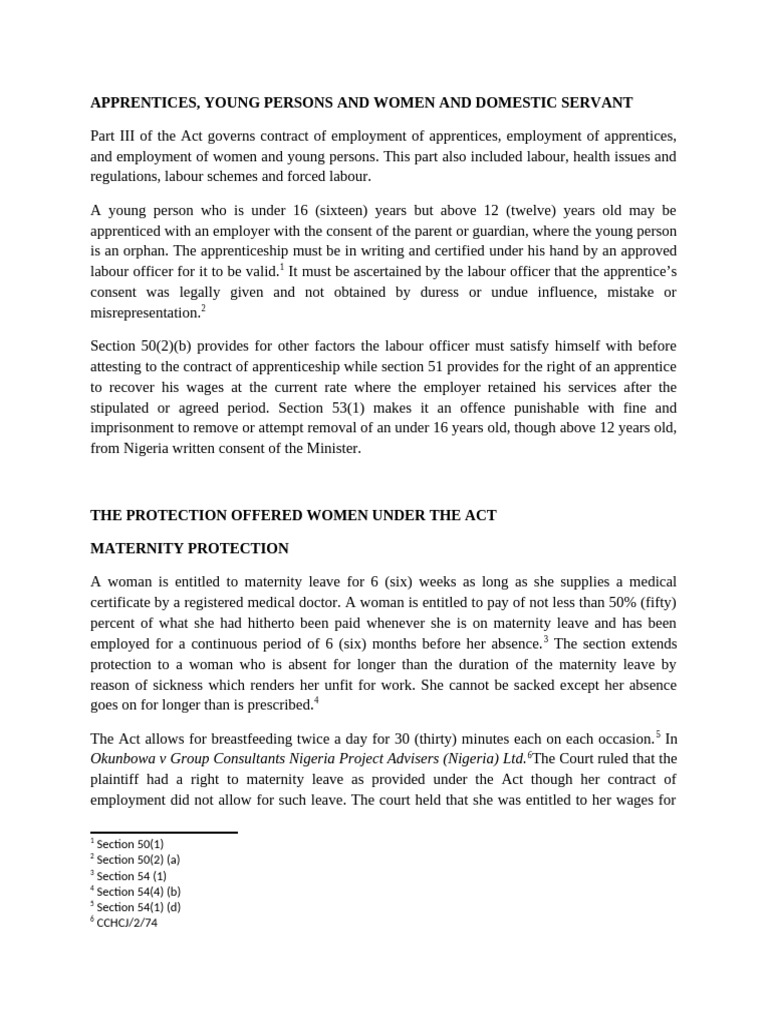 Employment Regulations for Apprentices and Women | PDF | Apprenticeship ...