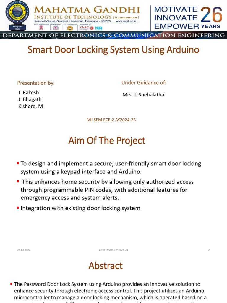 Smart Door Locking System Using Arduino | PDF