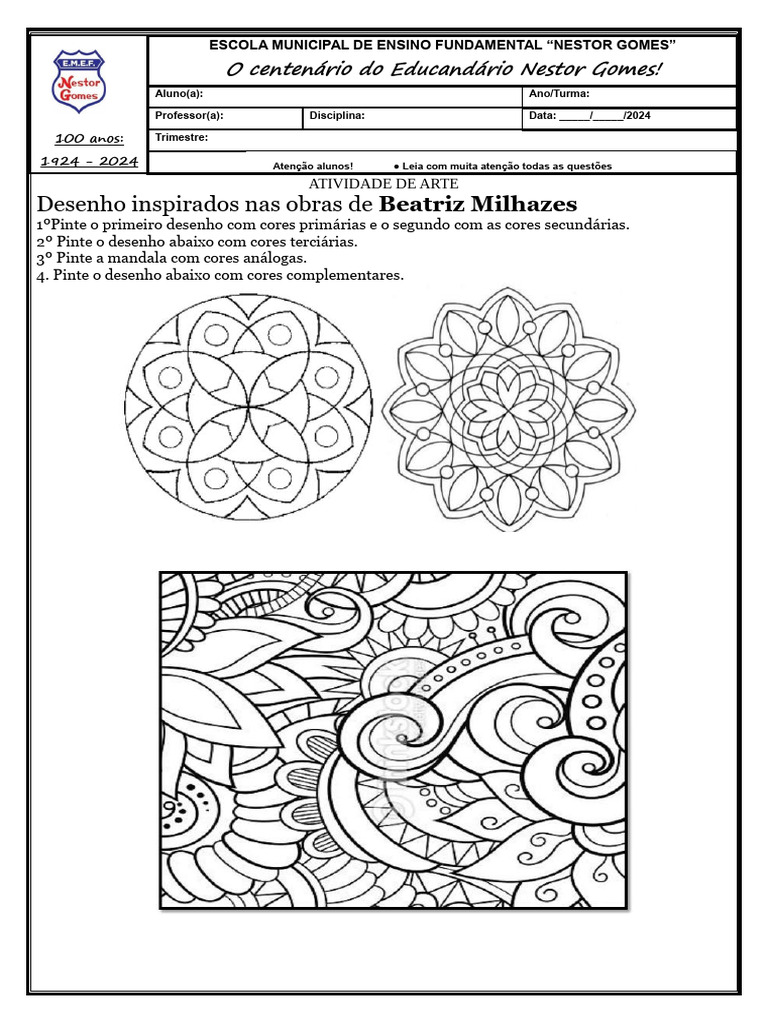 Atividade de Arte Beatriz Milhares 9º Anos | PDF