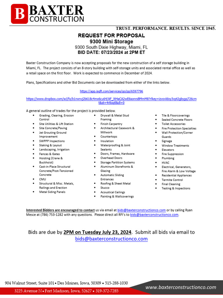 RFP - 9300 Mini Storage | PDF