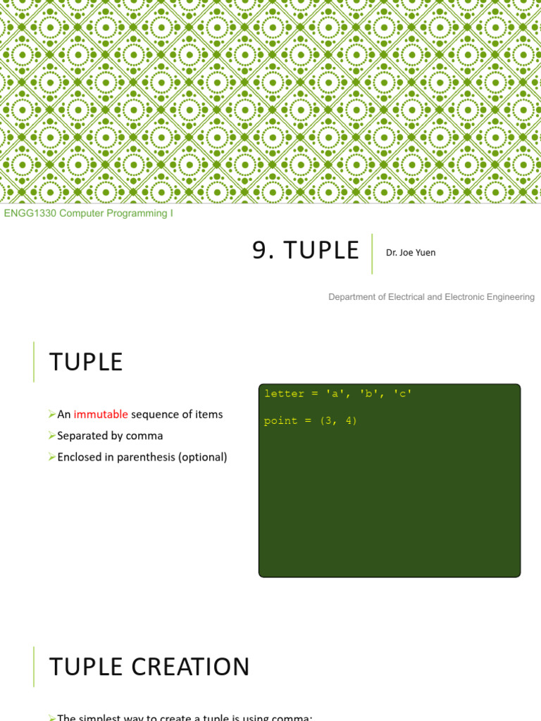 9 ENGG1330 Tuple PRN | PDF