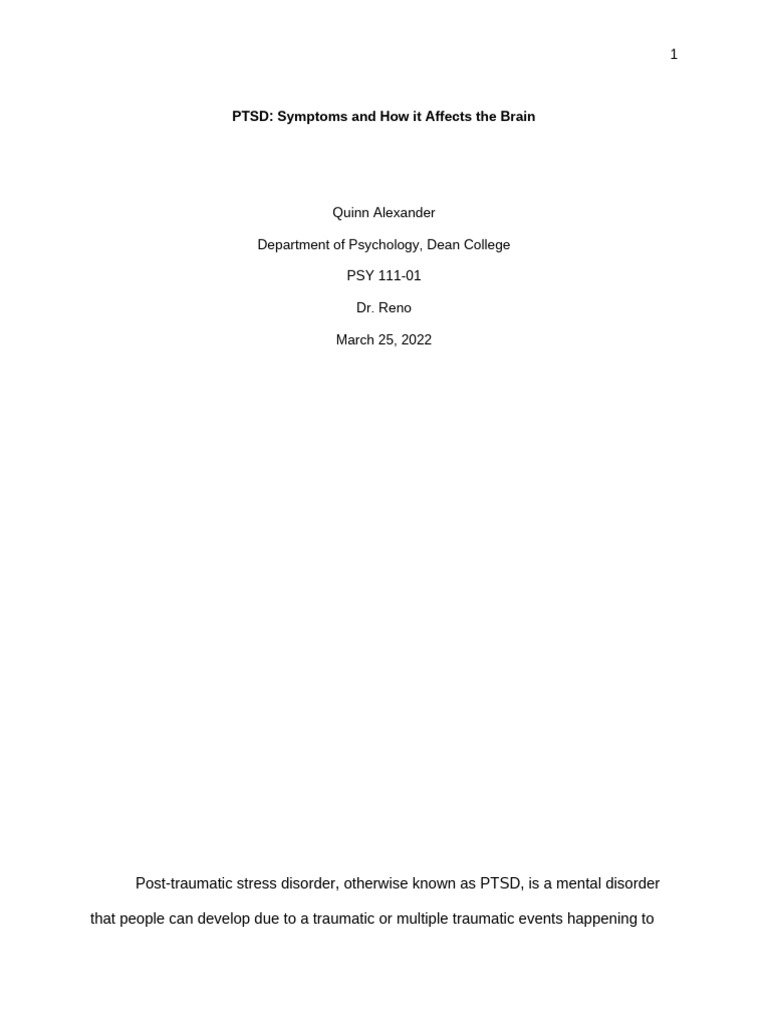 Ptsd Symptoms And How It Affects The Brain Pdf