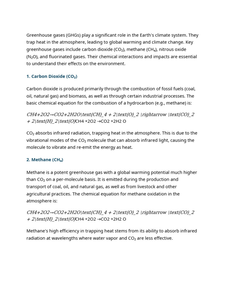 Greenhouse Gases (GHGS) Such As Carbon Dioxide (CO ) | PDF
