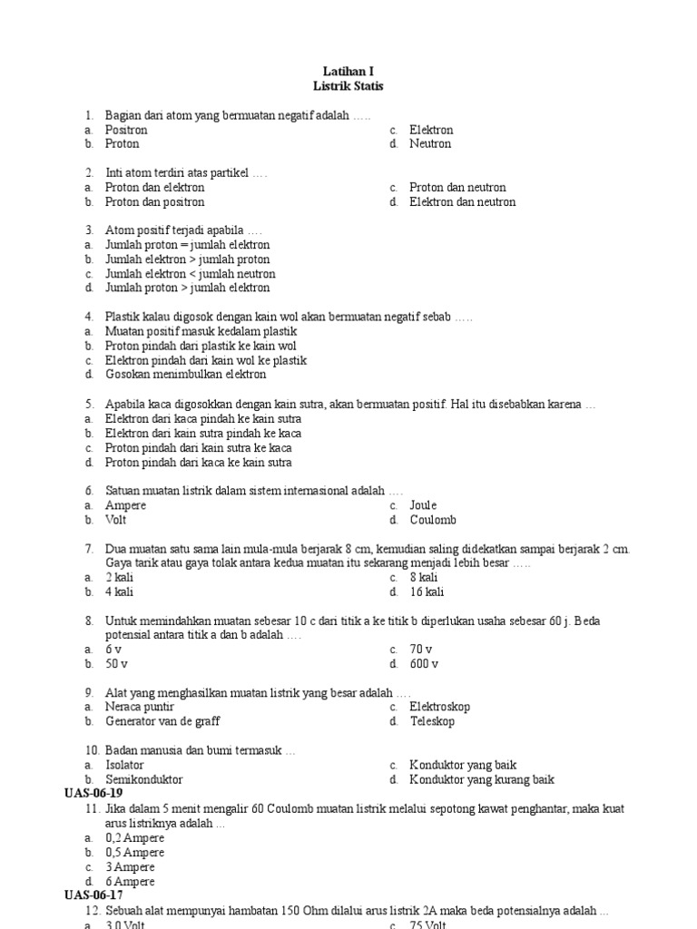 Soal Latihan Fisika Kelas 9 Listrik Statis