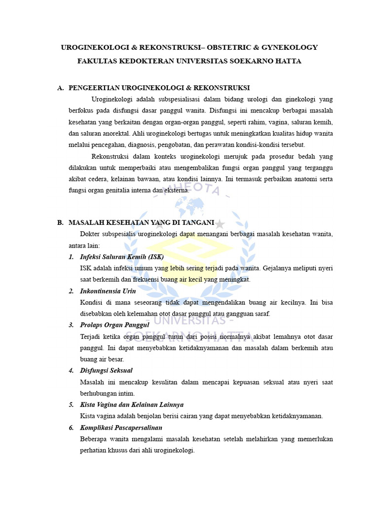 Uroginekologi Unsha | PDF